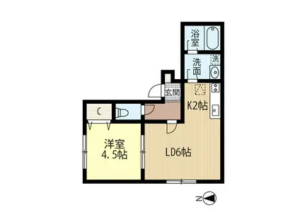 Kコート北19条(1LDK/2階)の間取り写真