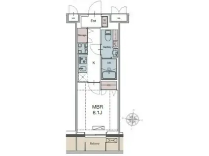 LUXENA勝田台(1K/4階)の間取り写真