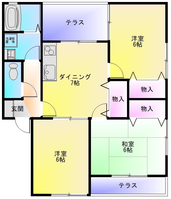 エステ-トピアタナカI(3DK/1階)の間取り写真