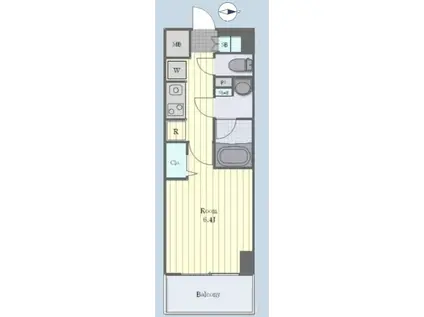 グランカーサ大和(1K/6階)の間取り写真