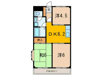 コーポ新屋敷2(3DK/2階)の間取り写真