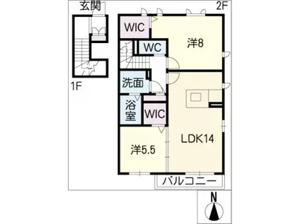 アトリエール(2LDK/2階)の間取り写真