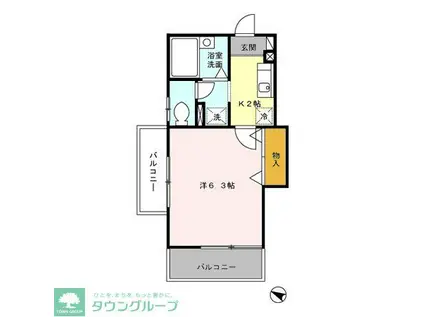 コーポハナミヅキ(1K/2階)の間取り写真