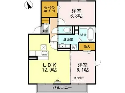 ブラン・レジデンスB(2LDK/1階)の間取り写真