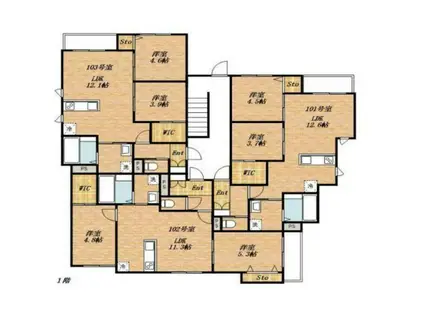 プレガーレ白木原(2LDK/3階)の間取り写真