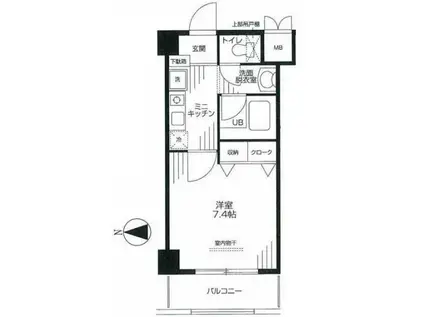 ソレイユ美園(1K/3階)の間取り写真