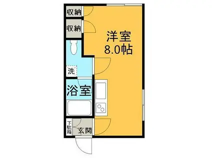 コーポグレース1(ワンルーム/1階)の間取り写真