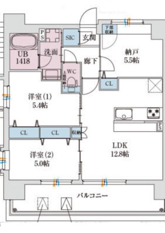 スプランディッド玉造DUE(3LDK/5階)の間取り写真