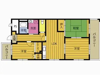 セゾン庵樹(3DK/2階)の間取り写真