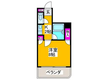 コーポ悠美(1K/4階)の間取り写真