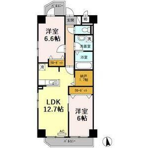 ハピネス車道(2LDK/8階)の間取り写真