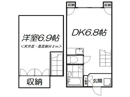 ラ・メール桃井(1DK/2階)の間取り写真