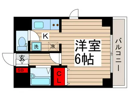 スカイコート亀戸中央公園(1K/6階)の間取り写真