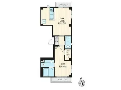 エスホームズ高輪(1LDK/3階)の間取り写真