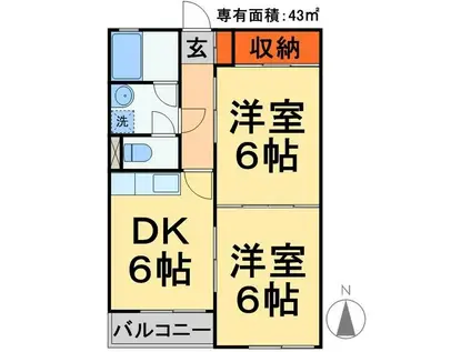 菊マンション(2DK/1階)の間取り写真