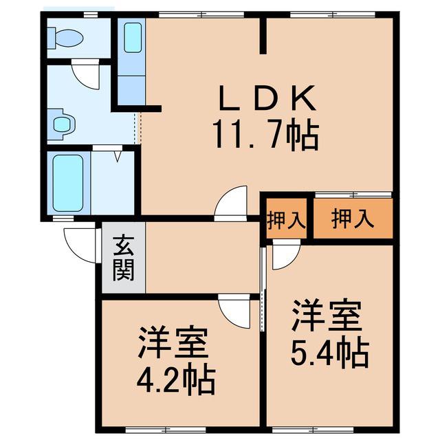 ＪＲ和歌山線 岩出駅 徒歩38分 2階建 築36年(2LDK/1階)の間取り写真