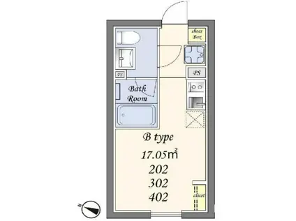 グランドリーフ練馬(ワンルーム/2階)の間取り写真