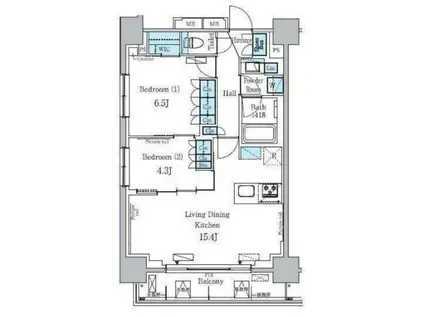 パークアクシス学芸大学レジデンス(2LDK/9階)の間取り写真