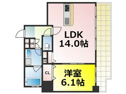 エルデ北堀江(1LDK/4階)の間取り写真