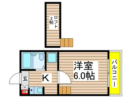 パークハイムII(1K/1階)の間取り写真