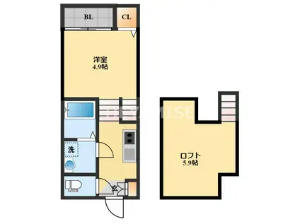 MODERN PALAZZO ISAHAYA HATTEN(1SK/1階)の間取り写真