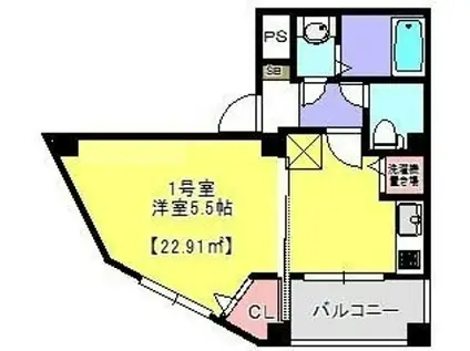 グランソレイユ(1K/3階)の間取り写真