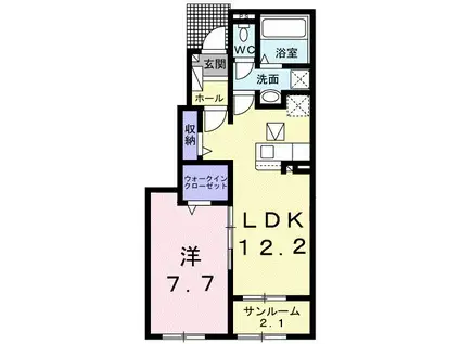 ドリームコート御代田A(1LDK/1階)の間取り写真