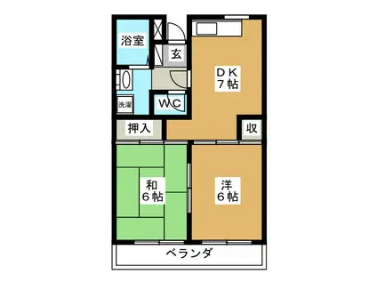 メゾンド宝星I(2DK/2階)の間取り写真