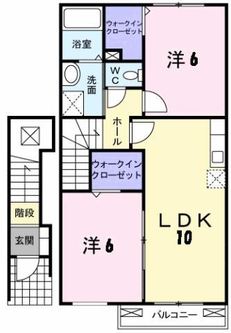 セント・フローラC(2LDK/2階)の間取り写真