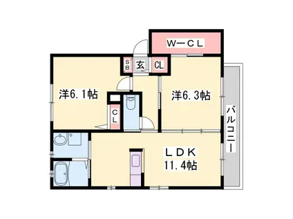 パストラル堂本(2LDK/1階)の間取り写真