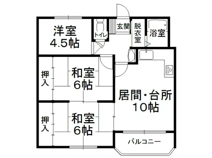 サンブライトハイツNO2(3DK/1階)の間取り写真