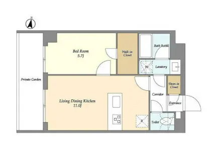メゾンドオンディーヌ(1LDK/2階)の間取り写真