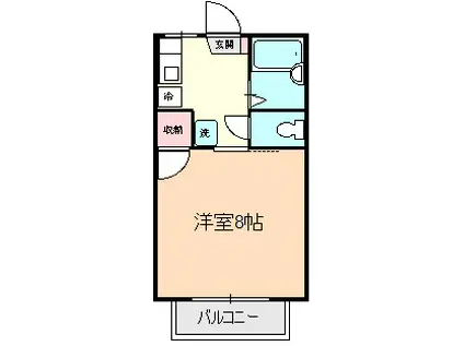 カルチェラタンA(1DK/2階)の間取り写真