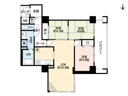 ラヴィーダ西宮(3LDK/7階)の間取り写真