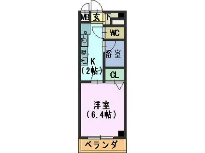 クレスト山手通(1K/8階)の間取り写真