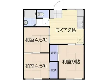 グリーンコーポ B棟(3DK/1階)の間取り写真