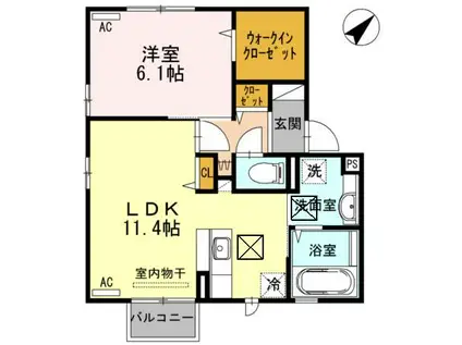 クレ一ル高井(1LDK/1階)の間取り写真