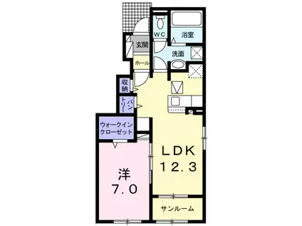 グラン・ミニヨンB(1LDK/1階)の間取り写真