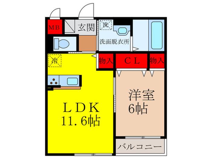 アーバンリオグランデ池田(1LDK/2階)の間取り写真