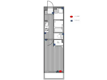 HILLTOP B(1K/1階)の間取り写真