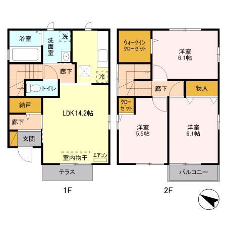 フェリーチェC(3LDK/2階)の間取り写真