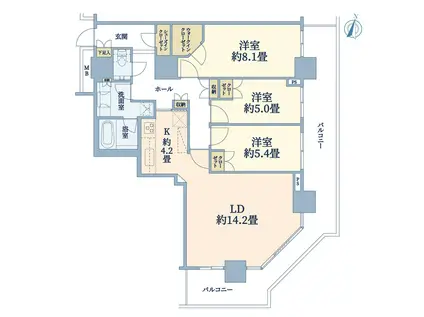 リエトコート武蔵小杉ザ・クラッシィタワー(3LDK/27階)の間取り写真