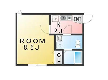 カノア上永谷(1K/2階)の間取り写真