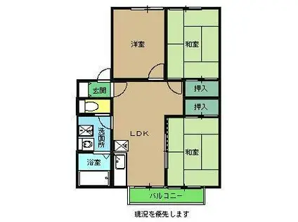 パークサイドグリーン(3LDK/2階)の間取り写真
