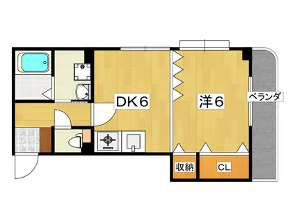 サンライズMT(1DK/1階)の間取り写真