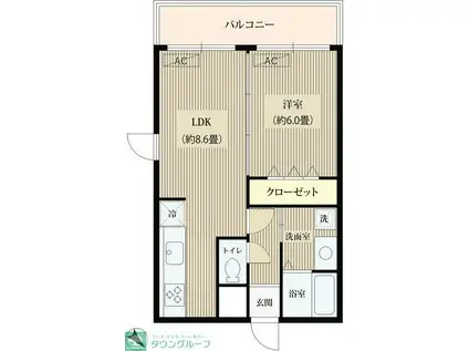 エスペランサ目黒(1LDK/3階)の間取り写真