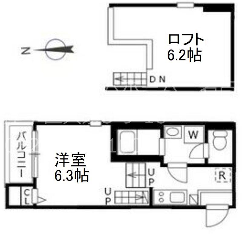 ハーモニーテラス上名古屋(1K/2階)の間取り写真