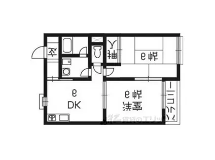 メゾン・ド・ボワ1(2DK/1階)の間取り写真