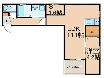 ロイズ空港前(1SLDK/2階)の間取り写真