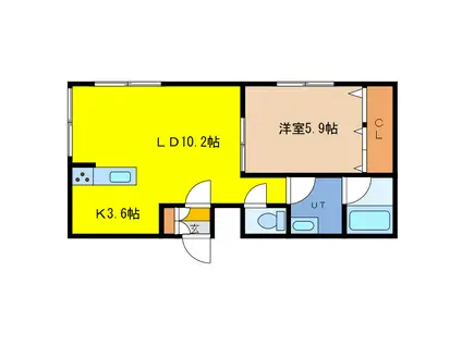 CASA DEL SOL(1LDK/3階)の間取り写真